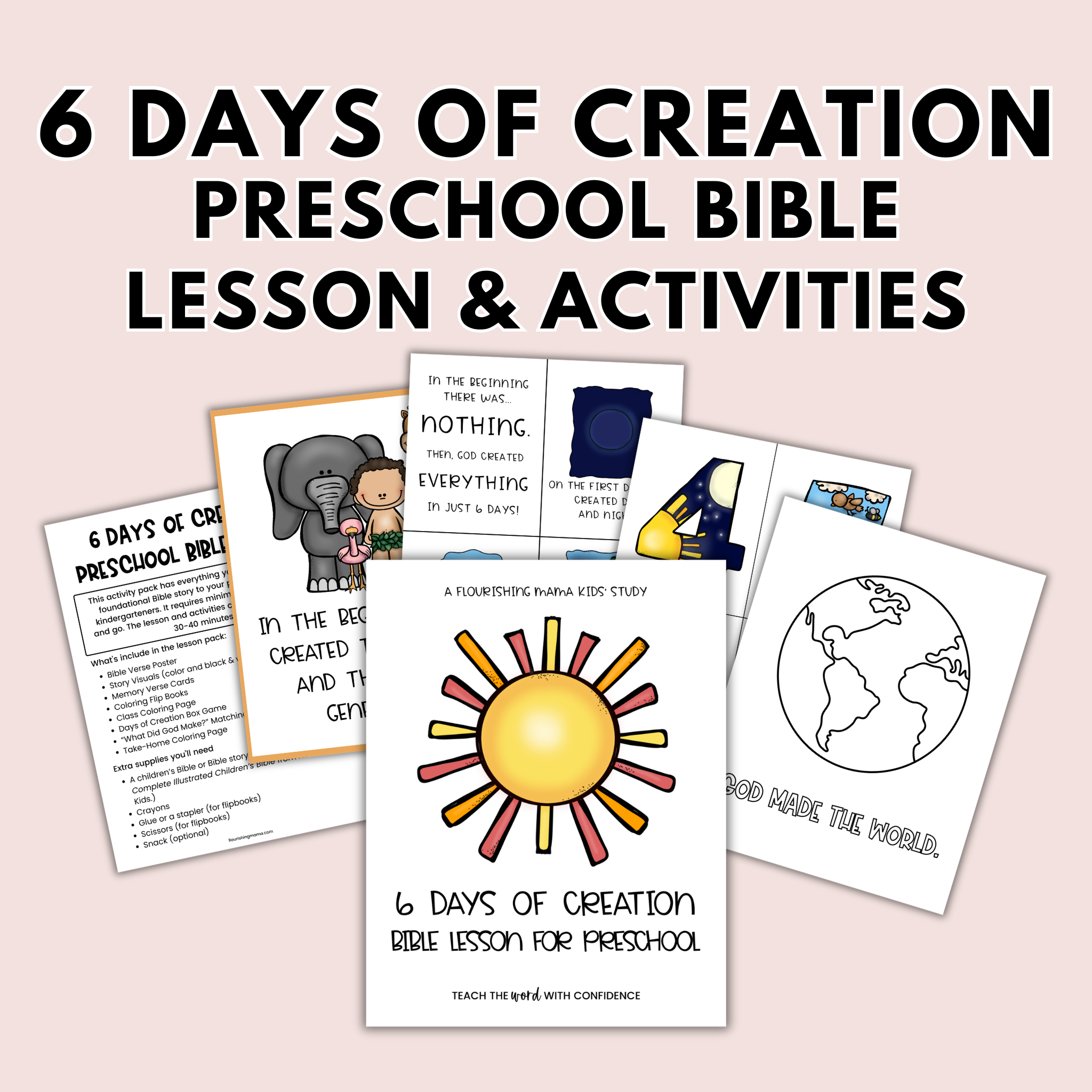 6 Days of Creation Bible Lesson for Preschool | Print and Go Bible Les ...
