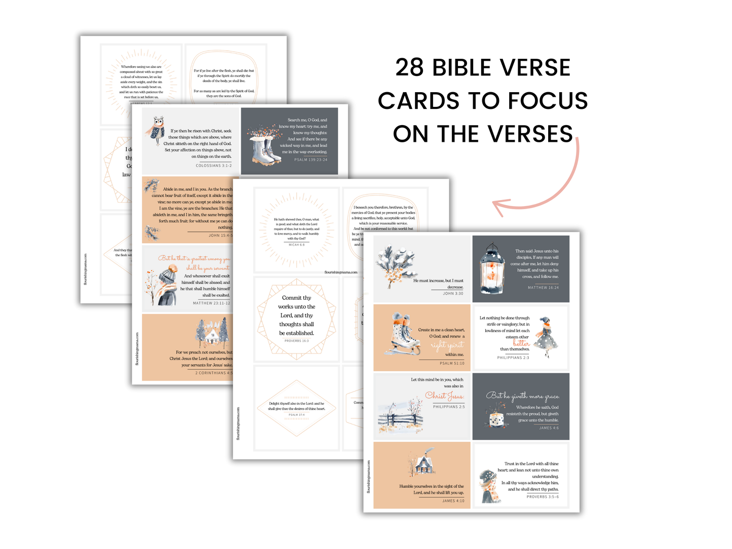 Less of Me, More of Him Bible Verse Cards