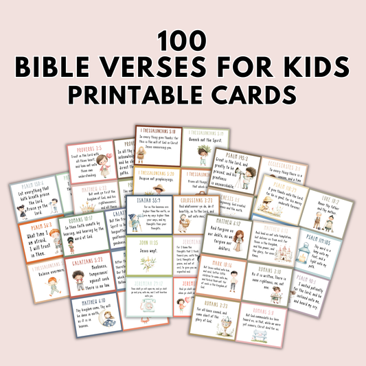 100 Bible Verses for Kids Printable Cards