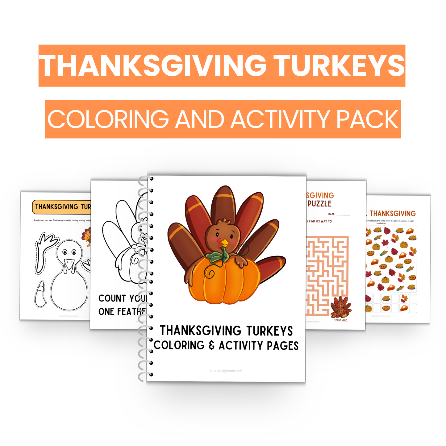 Thanksgiving Turkey Coloring and Activity Pack