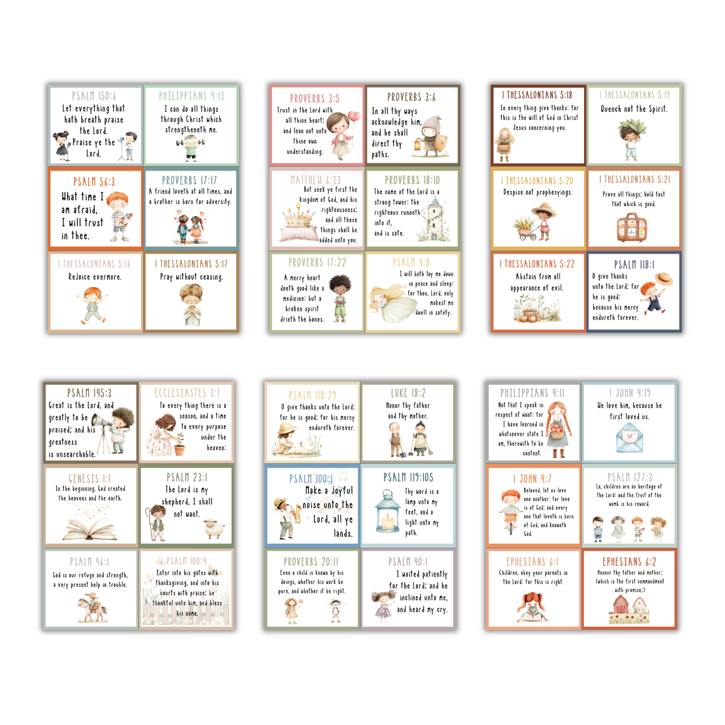 100 Bible Verses for Kids Printable Cards
