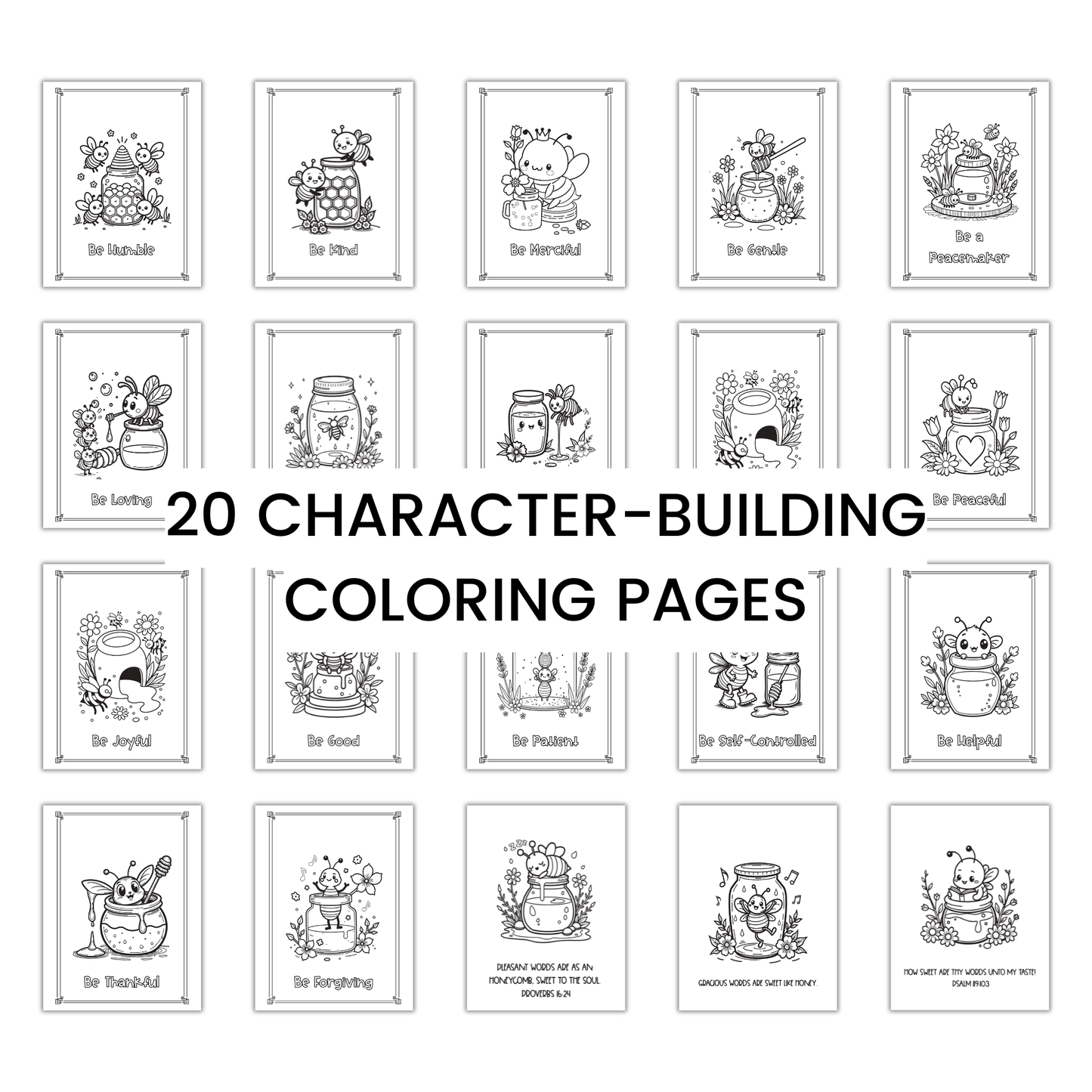 Bee-Attitudes Bible Coloring Pages for Kids