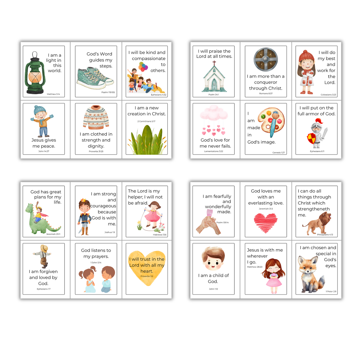 Christian Affirmation Cards for Kids