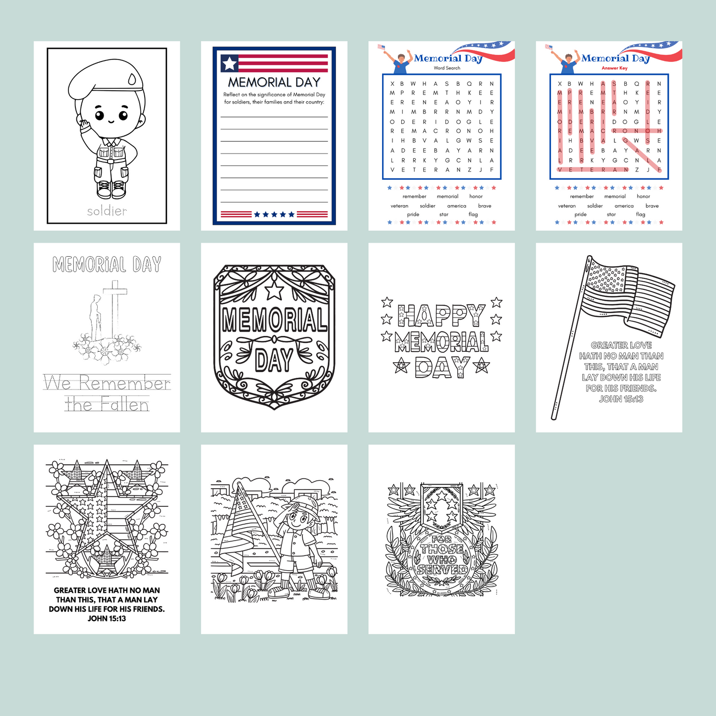 Memorial Day Coloring and Activity Book