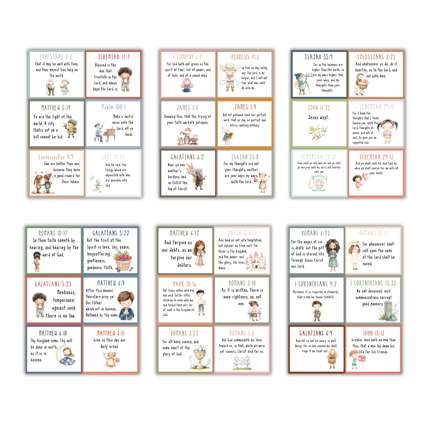 100 Bible Verses for Kids Printable Cards