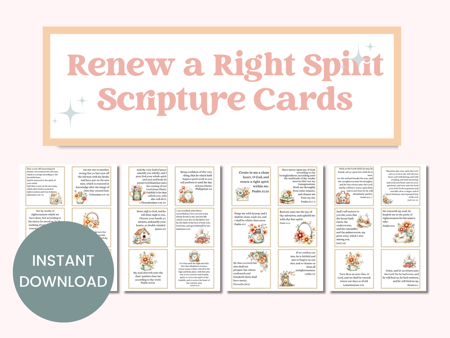 Renew a Right Spirit Scripture Cards