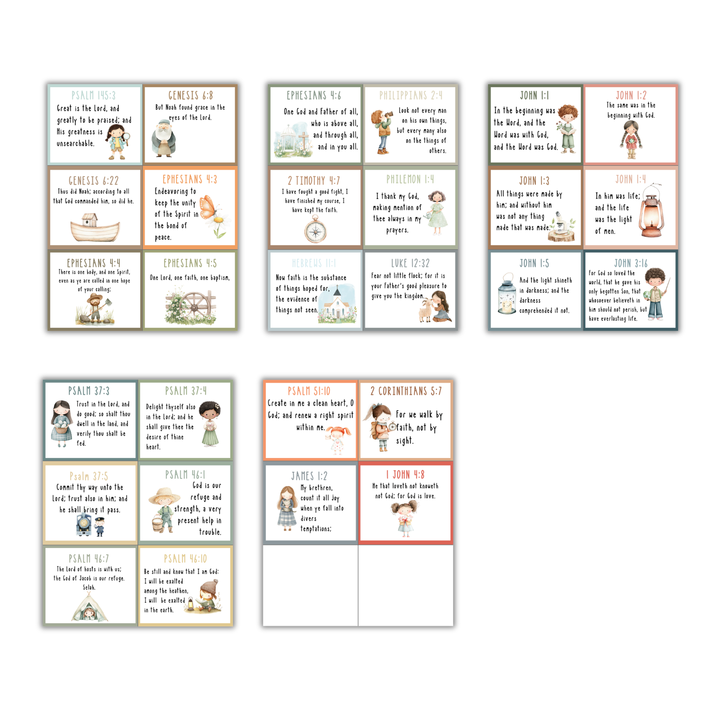 100 Bible Verses for Kids Printable Cards