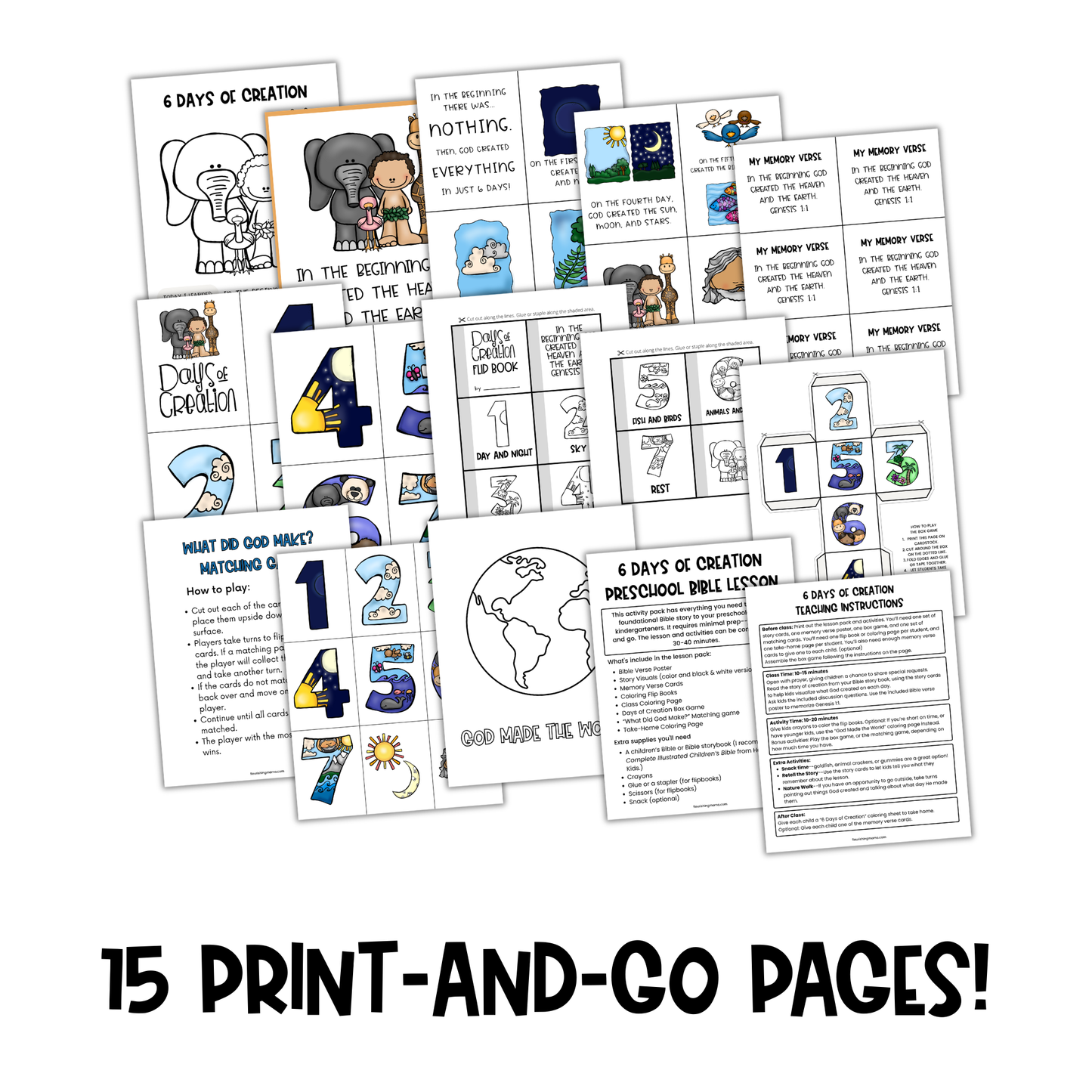 6 Days of Creation Bible Lesson for Preschool | Print and Go Bible Lesson