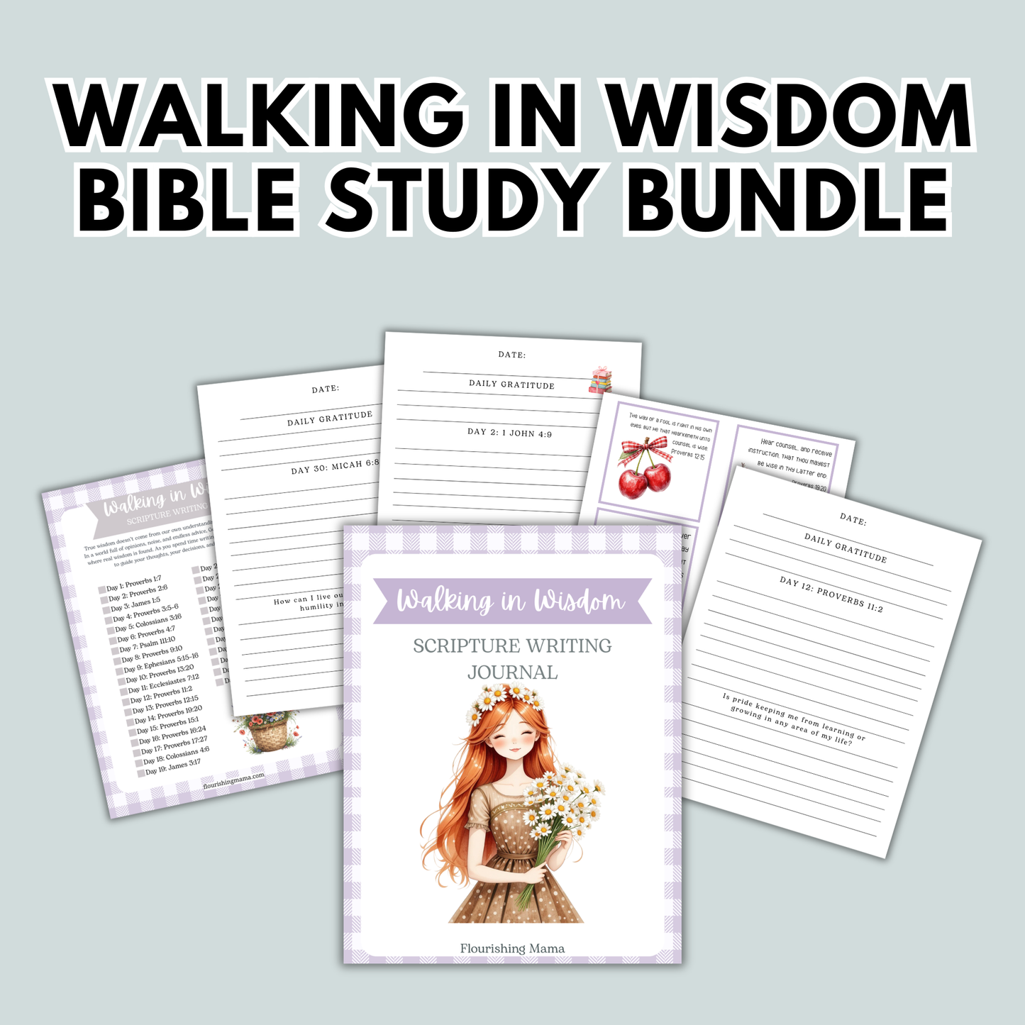 Walking in Wisdom Bible Study Bundle for Moms (Journal + Scripture Cards Printable)